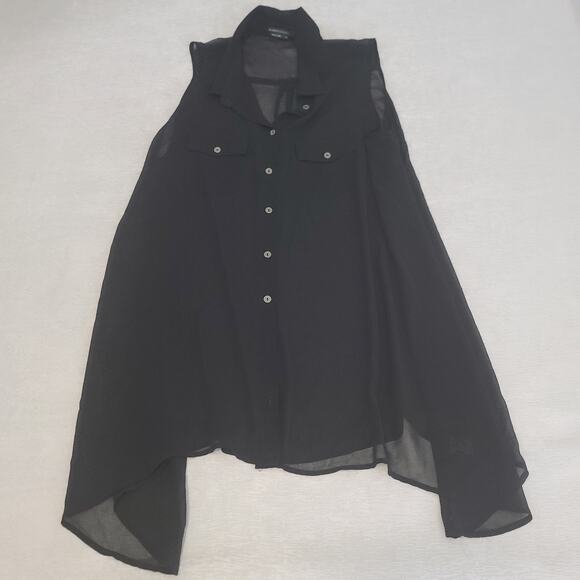 BCBG ladies sheer tunic black Size XL Swim cover up dress Matrix Minimalist Goth - Picture 3 of 8